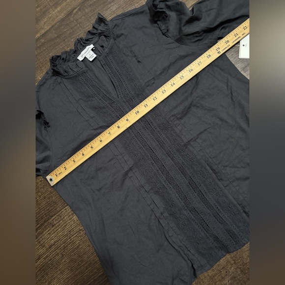 CALLIGRAPHIE Women's Long Sleeve V-Neck Collared Gray Blouse Size S NWT - Picture 7 of 9